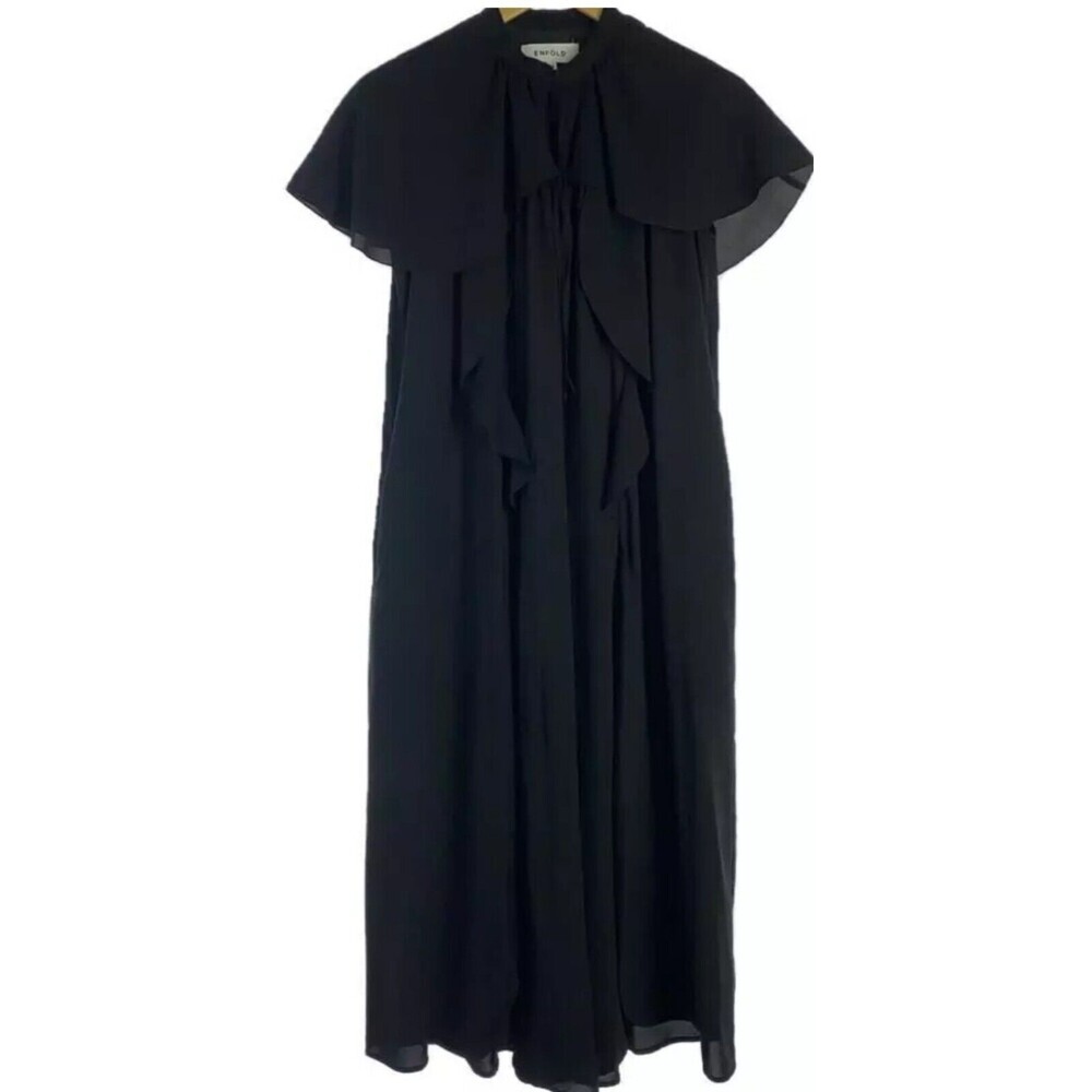 Enföld 300GA433-0080 Cape Sleeveless Dress In Black Size 38 (M)